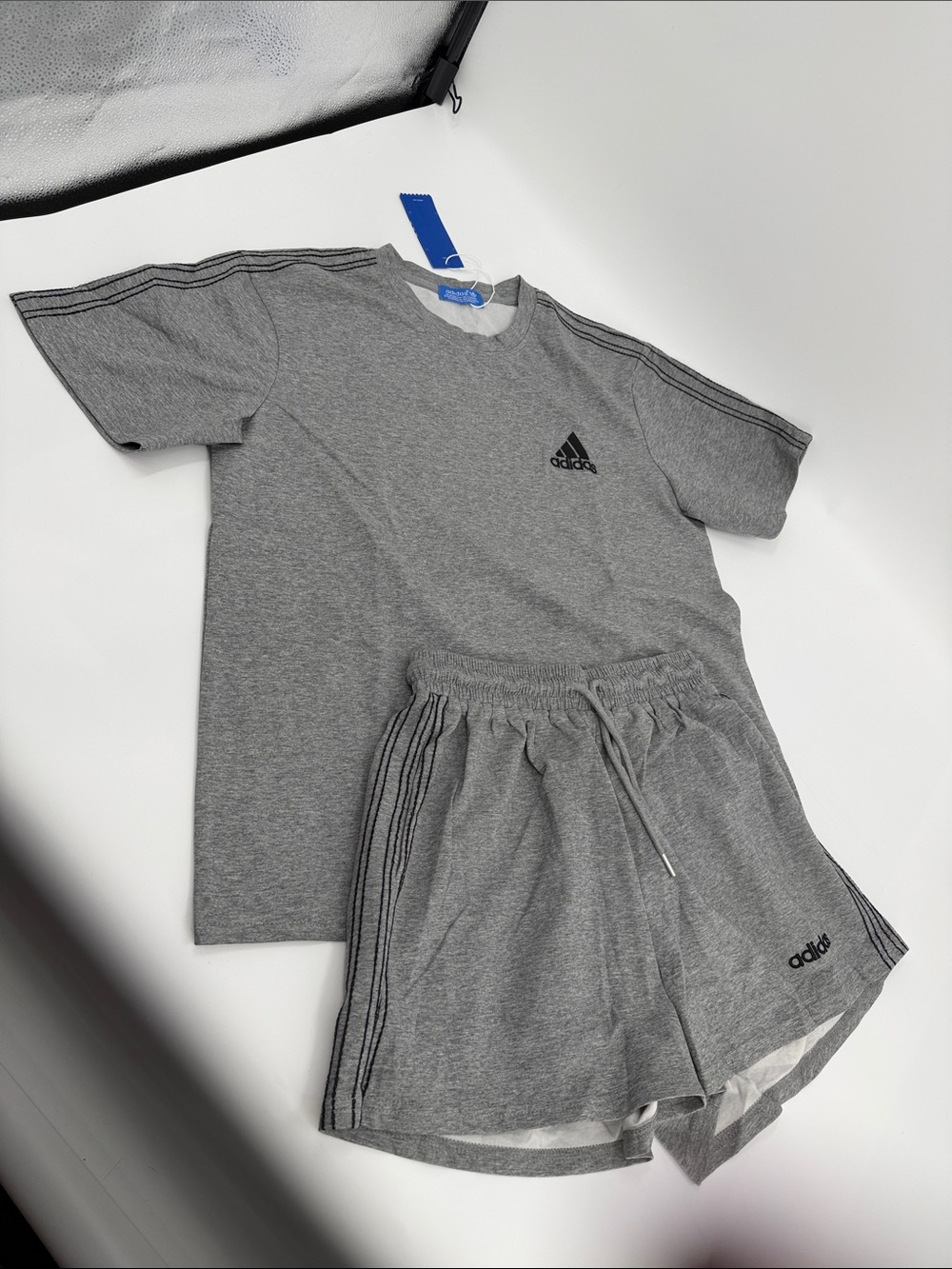 adidas Gray Short Sleeve Tee with Black Logo Set
